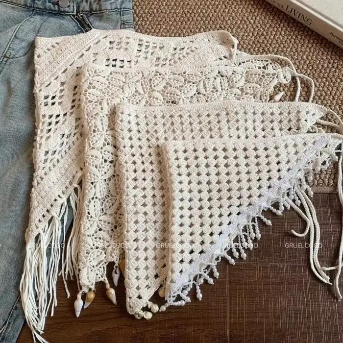 Nouvelle jupe en crochet à franges Y2K