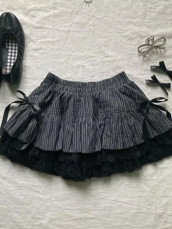 Y2k Jupes D'été Sexy Doux Fille Vêtements Arc Punk 2000s Kawaii Décontracté Mignon Jupe Bas Corée Gothique Taille Haute