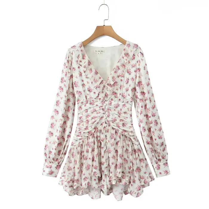 Jupe à volants florale française pour femme
