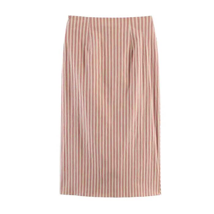 Jupes longues pour femmes Printemps-Été, Mode féminine, Taille haute, Rayées, Plissées, Fendues, Style streetwear, Décontractées, Vintage, Chic