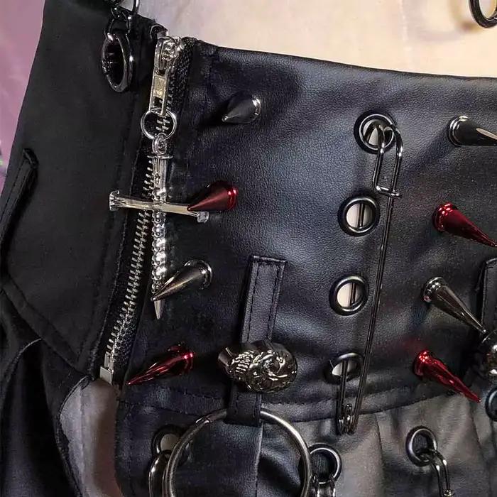 Mini-jupe gothique emo en cuir PU pour femme, style grunge punk rock, festival, rave, Y2K, vêtements alternatifs, adolescents, années 80, Vkei, jupes grunge