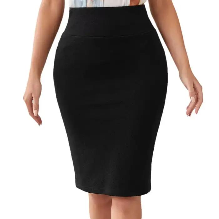 Jupe crayon élastique taille haute pour femme