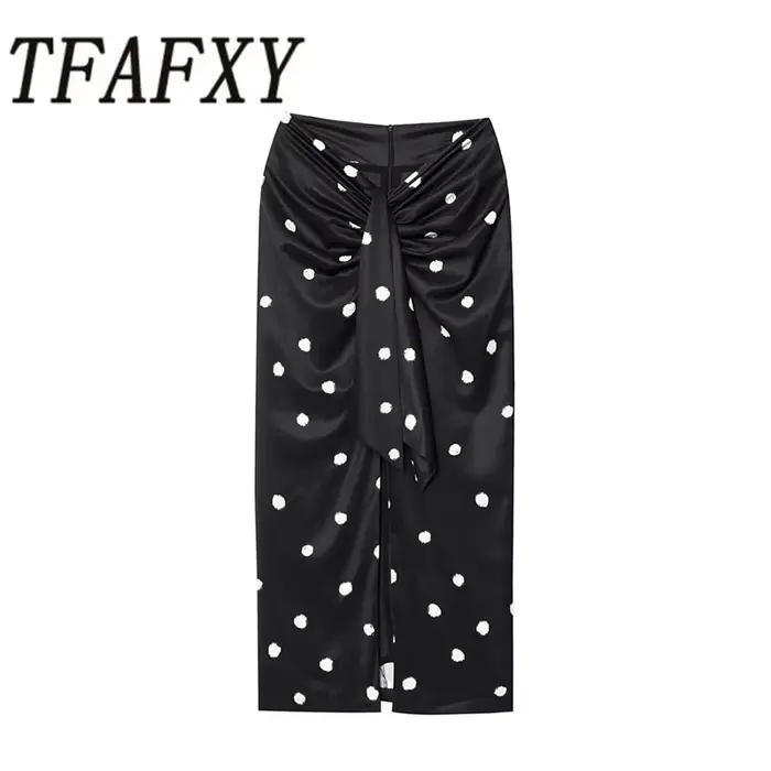 TFAFXY 2025 jupe à pois femmes Wrap froncé