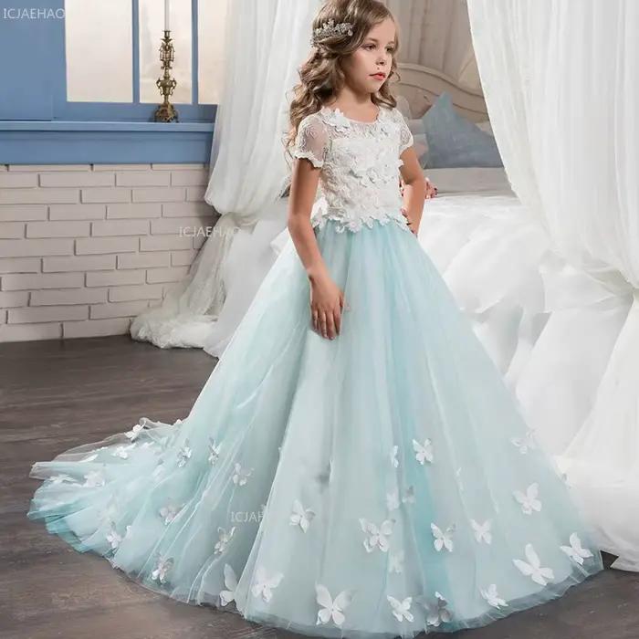Robe de bal pour filles, robe de princesse bouffante, robe longue en tulle pour demoiselle d'honneur, soirée, mariage, récital de piano, fête, bal de promo