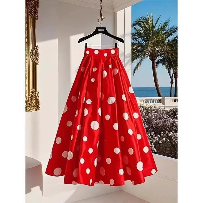 Jupes plissées évasées à pois imprimées tendance pour femme – Nouvelle collection d'été décontractée et élégante à taille haute élastique