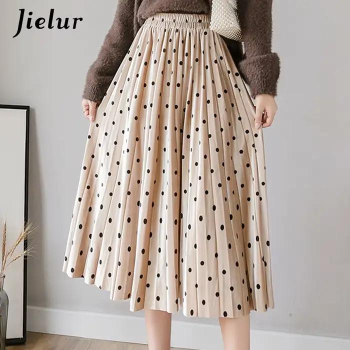 Jielur – jupe plissée noire pour femme