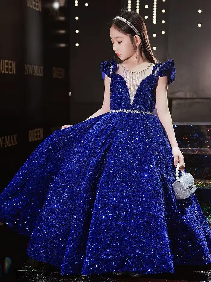 Robe longue princesse à paillettes pour filles
