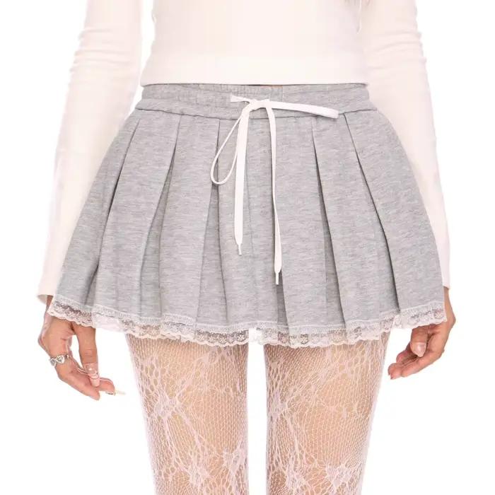 Jupe plissée en dentelle Patchwork de haute qualité