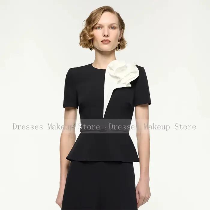 Robe de soirée personnalisée pour invitées de mariage, 2 pièces, manches courtes, robes modernes pour la mère de la mariée, robes de cocktail sirène mi-longues pour femmes