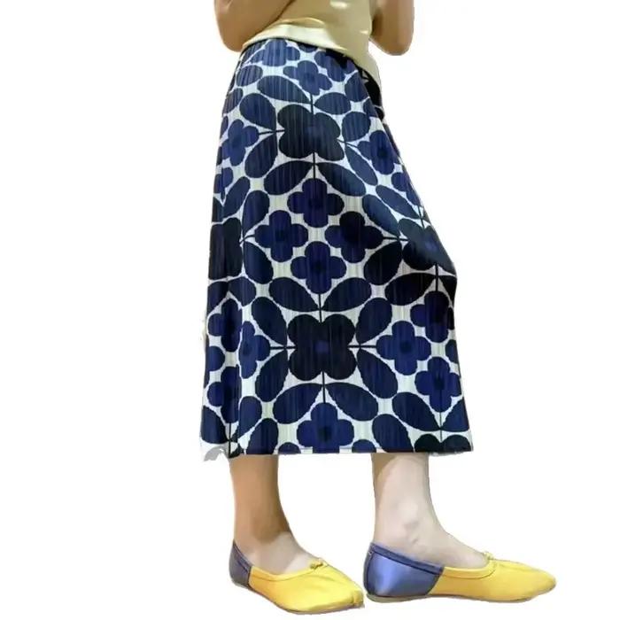Jupe plissée imprimée Miyake nouvelle collection été 2026 décontractée et polyvalente pour femmes ocassions printemps automne trapèze