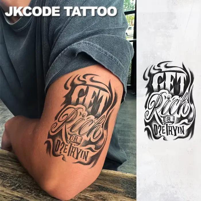 Tatouage semi-permanent |     Tatouages de style hip-hop « Get-Rich-Quick », motifs graffiti, totems porte-bonheur, tatouages pour le cou |     Peinture corporelle imperméable unisexe, tatouages tempo