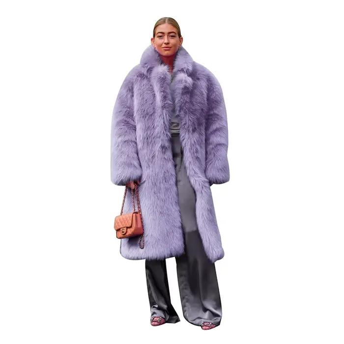 Manteau de fourrure Toka de style européen pour femme, veste longue, mode hipster de rue, épaissi, automne, hiver