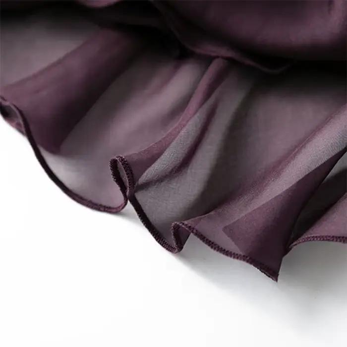 InjSkirt-Jupe longue violette avec double doublure pour femme, vêtement de plage d'été, grand ourlet, couleur unie, 100%, MM795