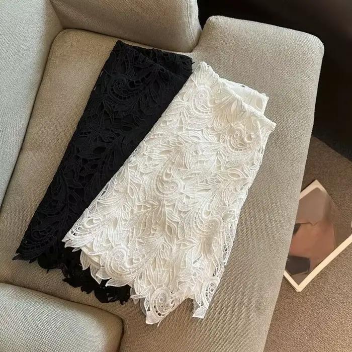 Jupes en dentelle pour femmes, jupe courte élégante de style coréen, taille haute, rétro, pour le bureau, printemps-été