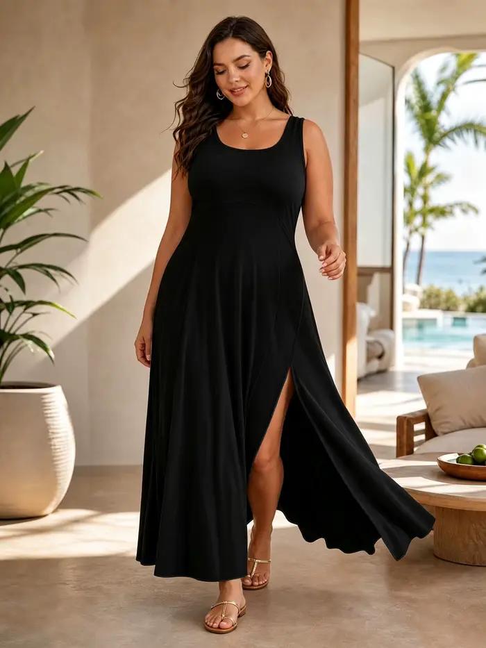 Robe grande taille à col en U