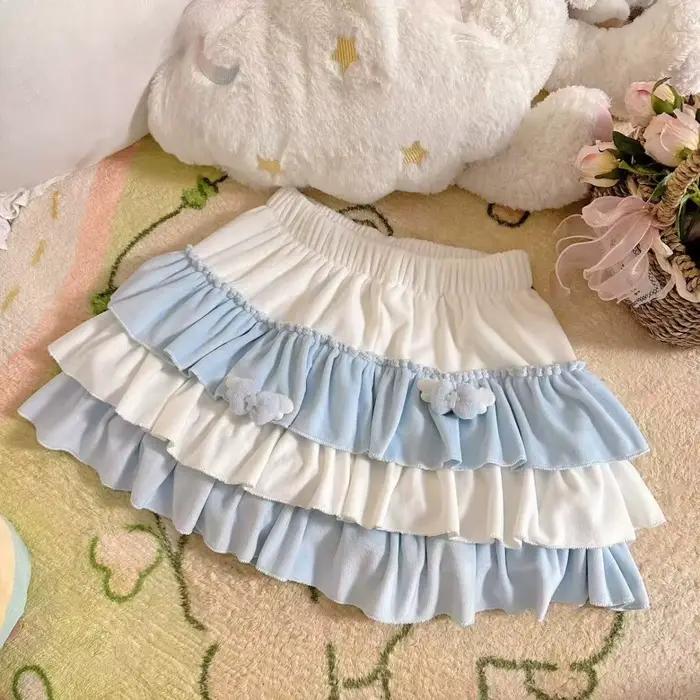 Jupes gâteau jaune japonais Kawaii pour femmes
