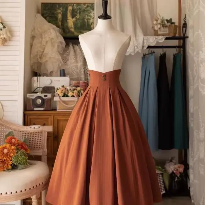 Jupe mi-longue Vintage victorienne Lolita pour femmes