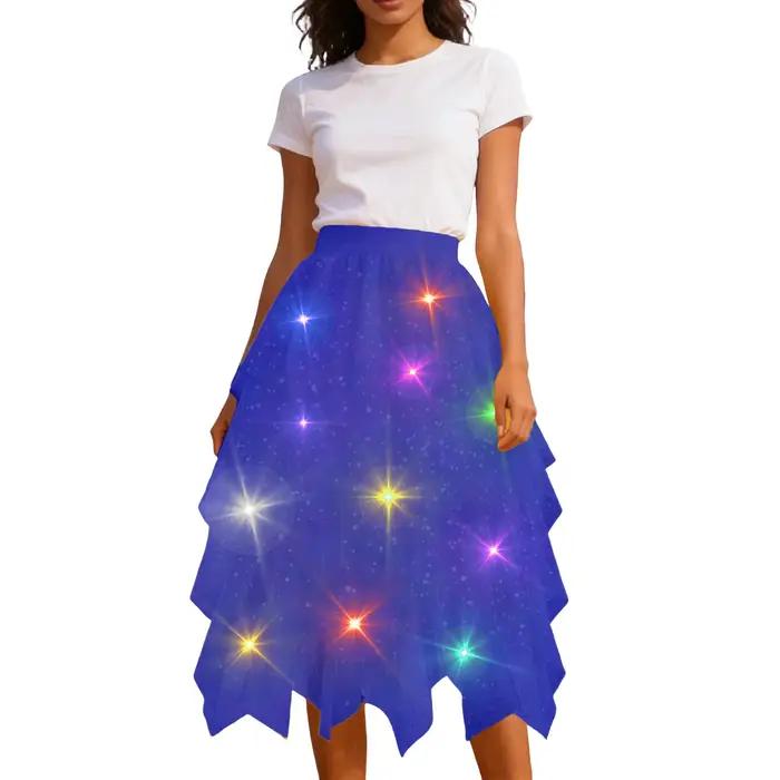 Jupe en tulle scintillante à LED pour femme