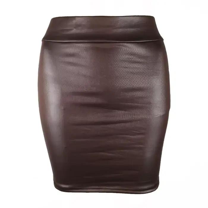 Mini-jupe en similicuir taille haute SANWOOD pour femmes, style décontracté, coupe droite, confortable, polyvalente, pour diverses occasions et looks casuels