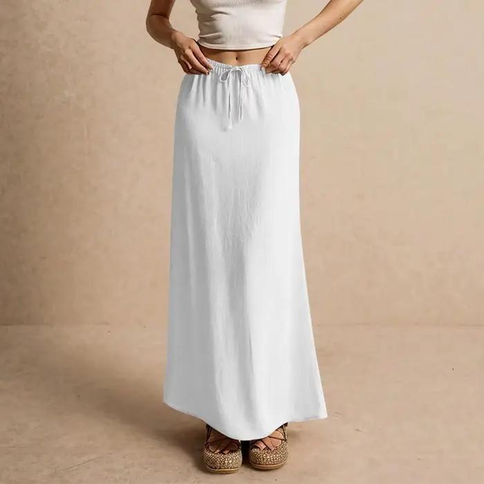 Femmes Maxi jupe cordon a-ligne couleur unie longue