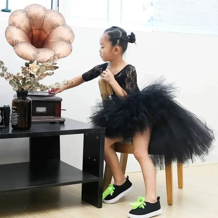 Jupes traînantes noires solides pour filles