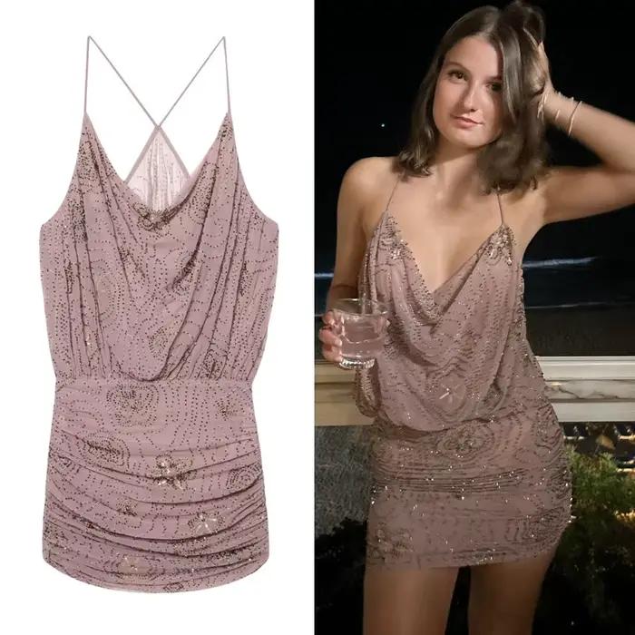 Robe moulante pour femme, robe courte à paillettes et volants, robe de soirée sans manches pour l'été, robe moulante sexy pour bal de promo, nouvelle collection 2026