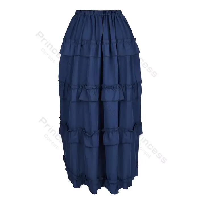 Jupe Steampunk grande taille Costume de Pirate robe à cordon femmes jupe haute basse Maxi jupe irrégulière Harajuku marron bleu jaune