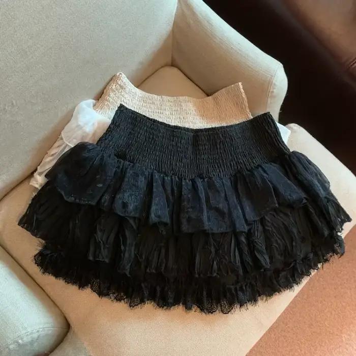 Jupe plissée avec bords à volants pour femmes