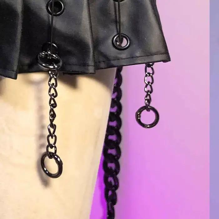 Mini-jupe gothique emo en cuir PU pour femme, style grunge punk rock, festival, rave, Y2K, vêtements alternatifs, adolescents, années 80, Vkei, jupes grunge
