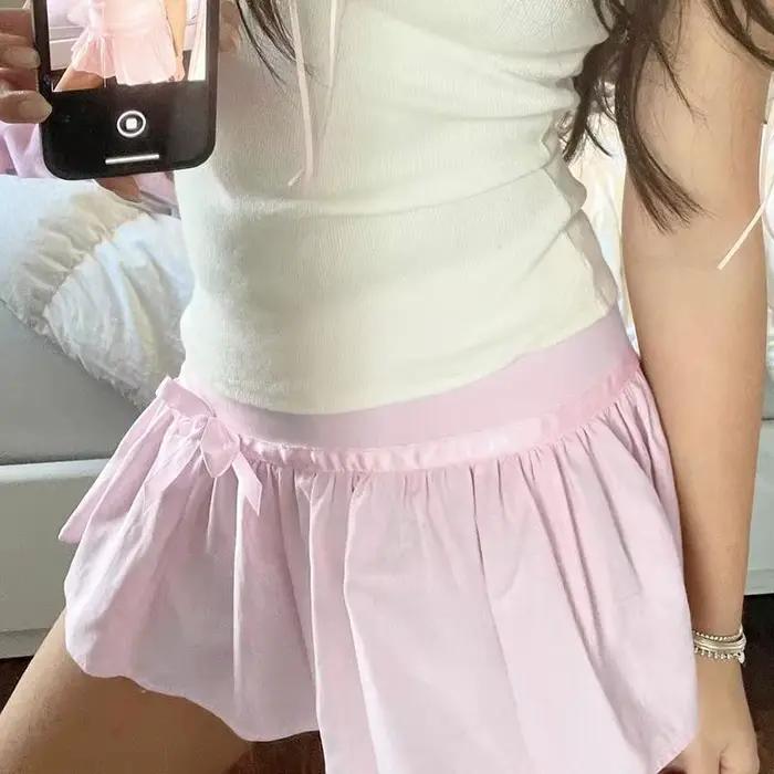 Jupe plissée rose avec nœud pour fille