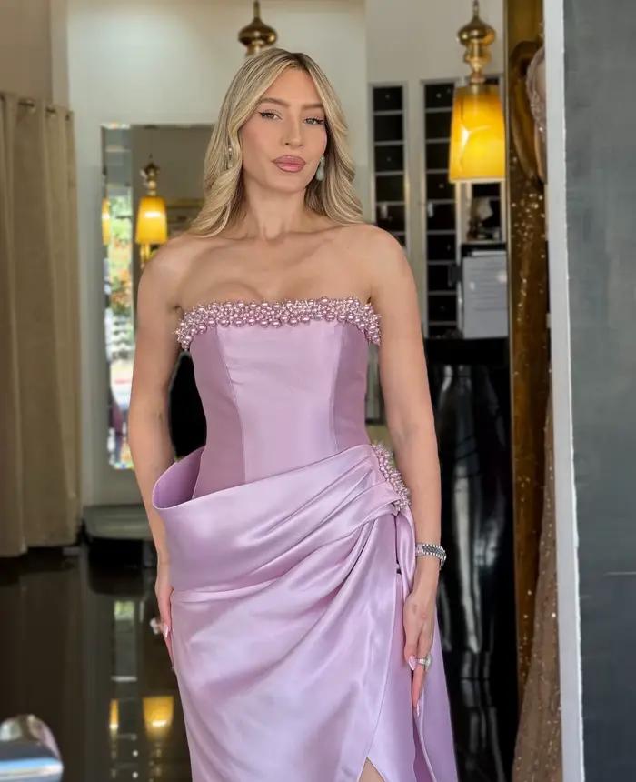 Robes de soirée sexy sans bretelles et sans manches pour femmes, robes de bal formelles en satin, Vestido De Noite exclusivement pour femmes, personnalisées