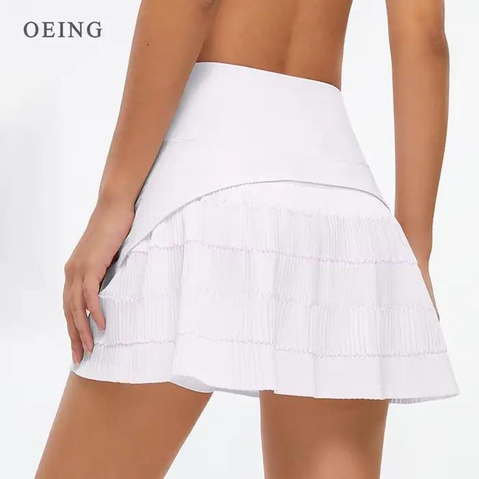Jupe de sport plissée taille haute avec poches pour femme