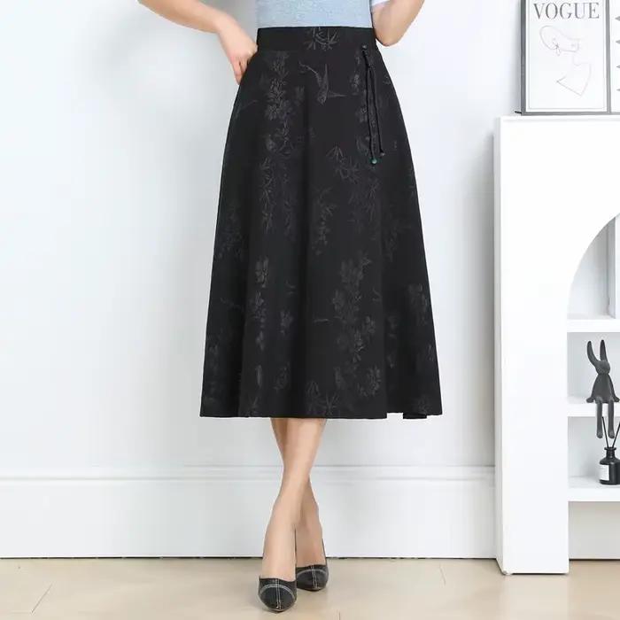 Jupe midi évasée taille haute pour femme
