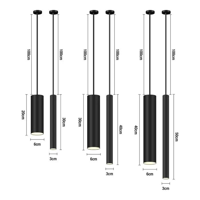 Lampe suspendue LED moderne, lampe à tube long, décoration pour îlot de cuisine, salle à manger, boutique, comptoir de bar, lampes suspendues en forme de tube cylindrique