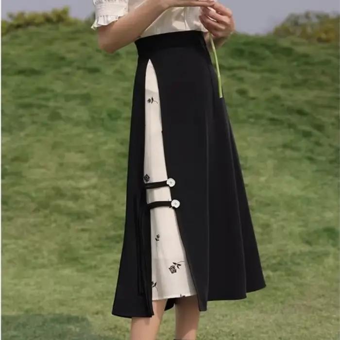 Jupes taille haute de style chinois pour femmes