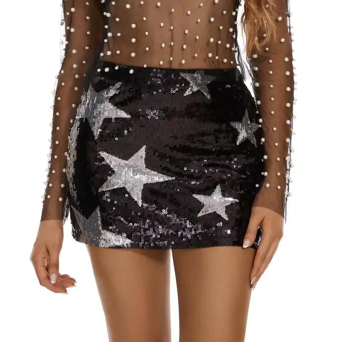 Jupe gothique à paillettes pour femmes