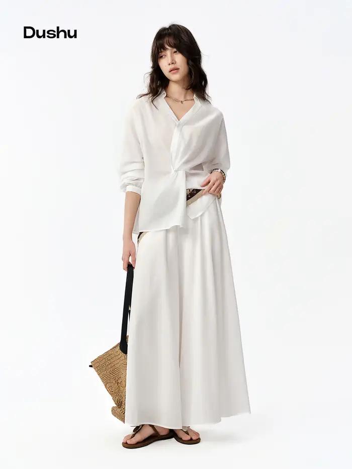 DUSHU – Jupe-culotte décontractée simple pour femme