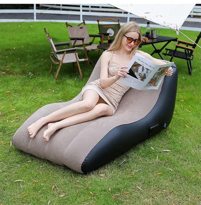 Chaise longue gonflable, chaise longue gonflable, canapé à Air de plage, canapé de salon paresseux pour salon intérieur, chambre à coucher, voyage en plein air