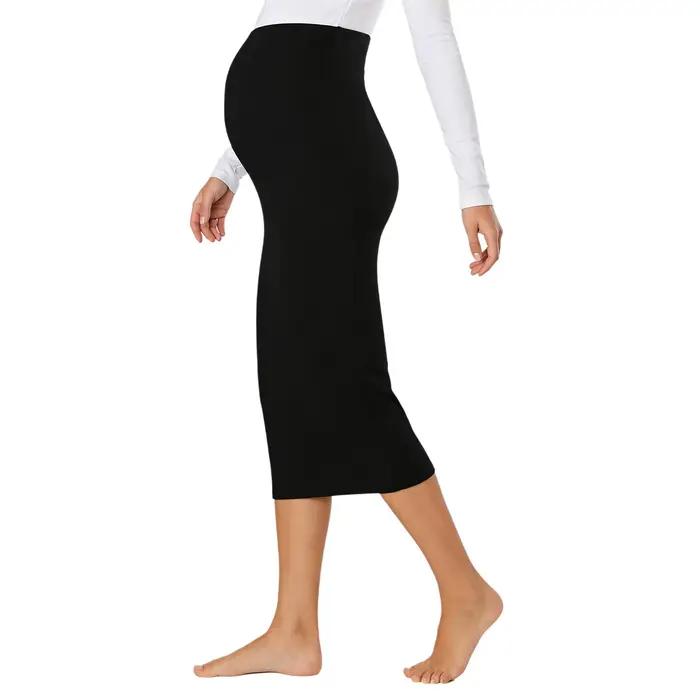 Jupe midi côtelée extensible pour femmes enceintes