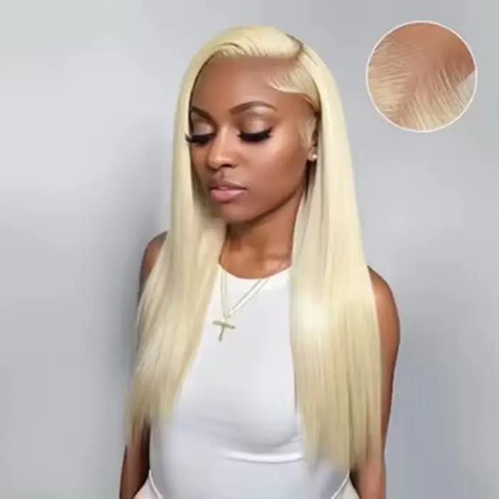 Perruque Lace Front Synthétique Longue Droite pour Femme, Blond Miel 613, Document 13tage, Préplumée, Wiltshire, Noeuds, Doux, Cosplay, 03/Party