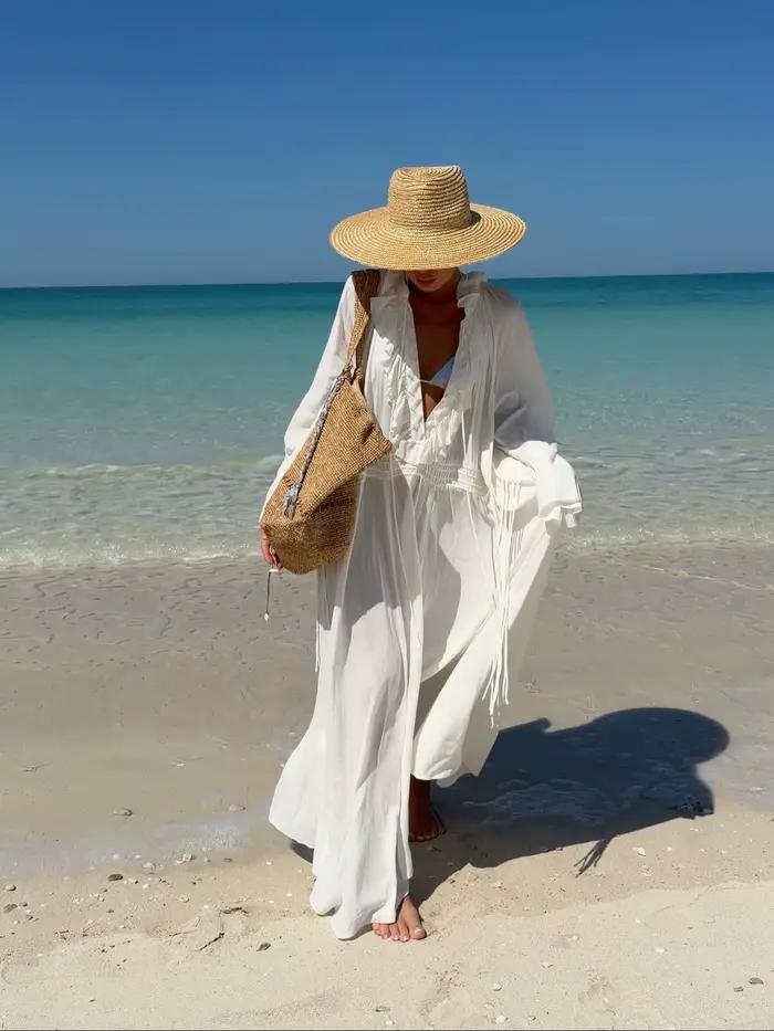 Robe de plage blanche pour femme