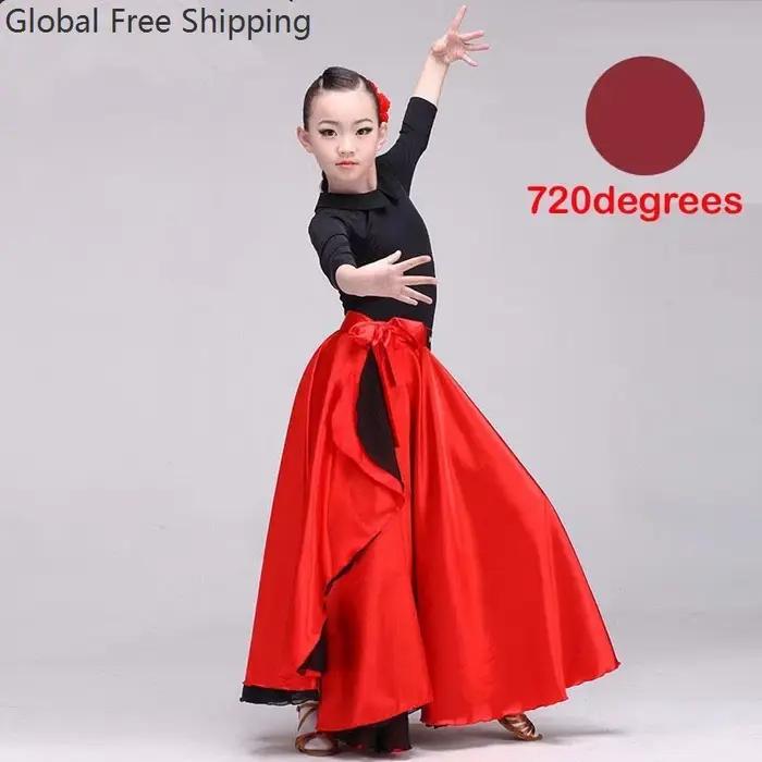 Flamenco espagnol châle jupe femmes adulte sevillana Performance danse noir grande taille femme filles Satin carnaval ballerine robe