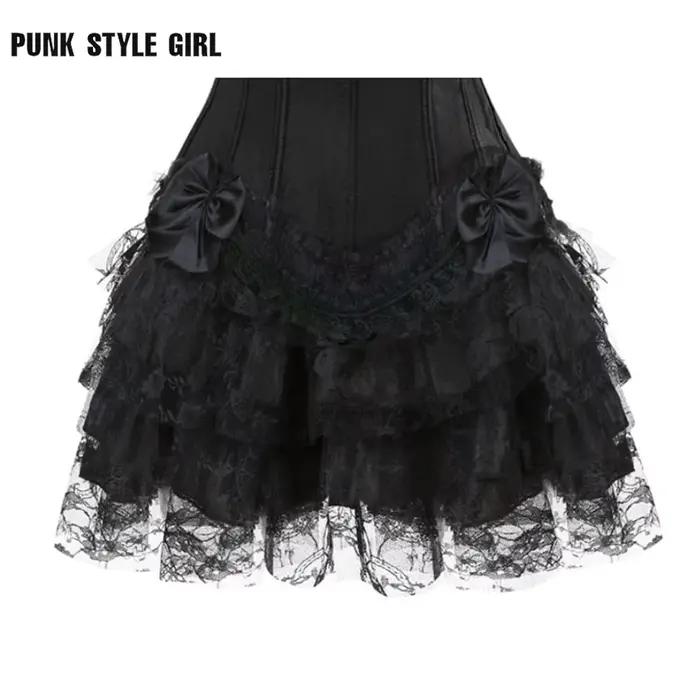 Jupe plissée mini en tulle et dentelle florale pour femme, noire, rouge, verte, violette, style grunge steampunk, superposée et à volants, pour déguisement