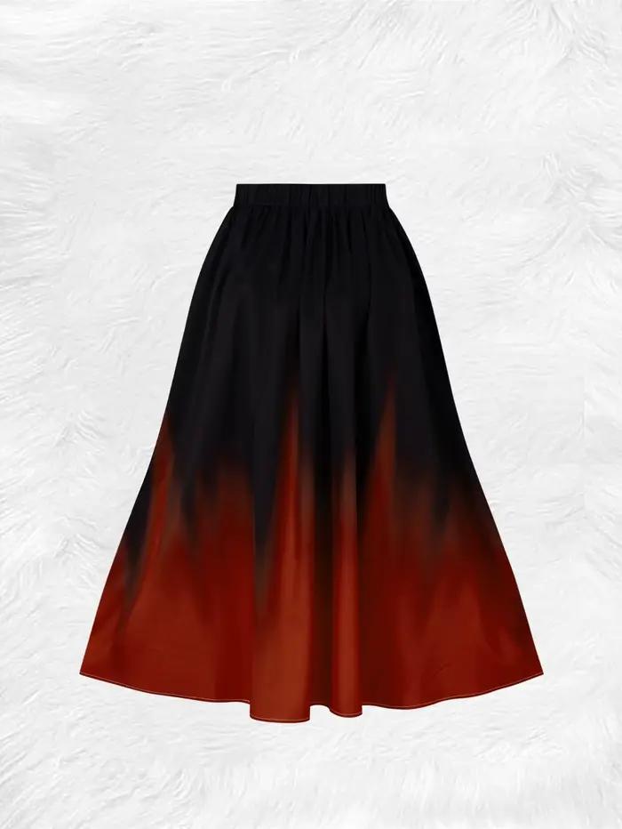 Jupe midi plissée taille haute élastique unie pour femme