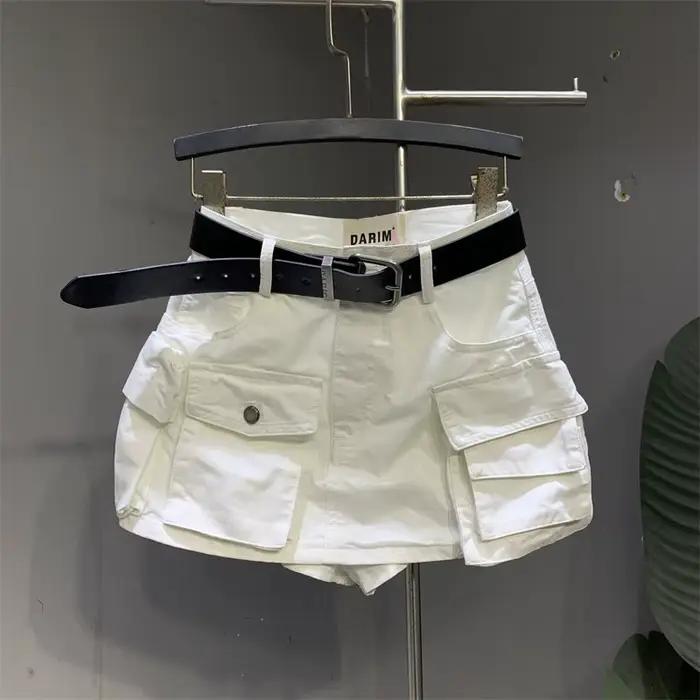 Jupe en jean cargo style américain vintage pour femme