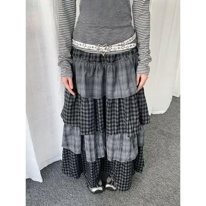 Jupe longue Y2K Subculture pour femme, jupe superposée patchwork style gâteau, esthétique Harajuku Alt Subculture, streetwear été 2026