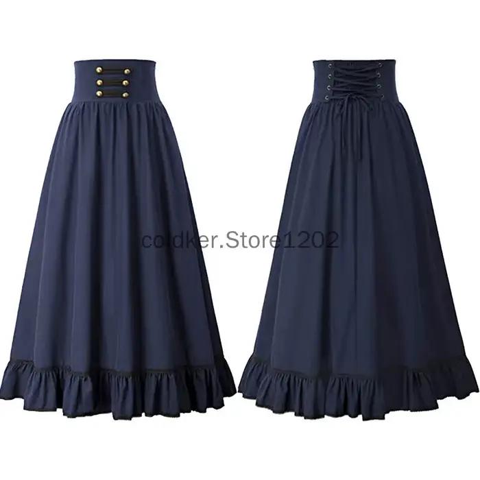 Jupe longue victorienne taille haute pour femme