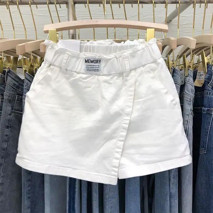 Jupe blanche femmes taille haute coton été