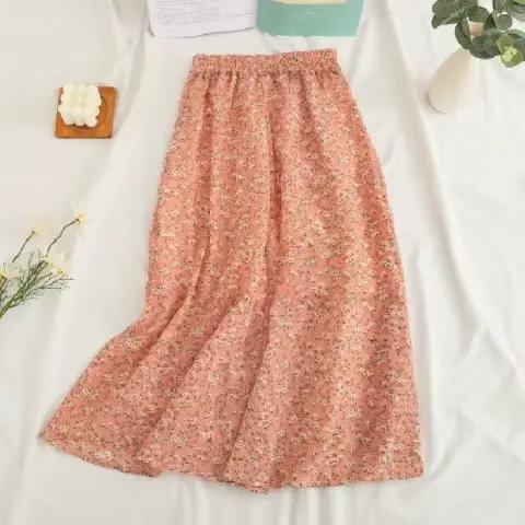 Femme jupe 2025 été nouveau coréen Ins mode tempérament doux Vintage Floral mince polyvalent taille haute