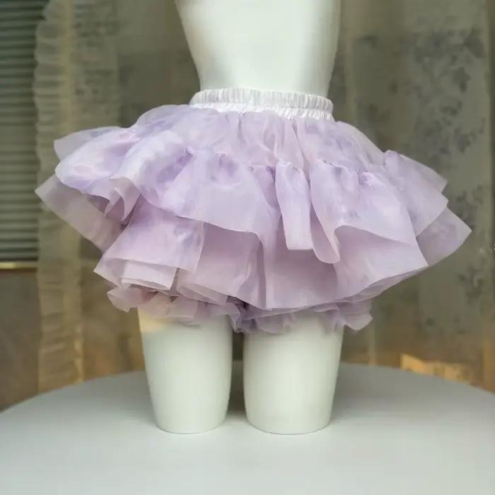 Kawaii – jupe de soirée Lolita pour femmes, jupe d'été à volants superposés, taille haute, mignonne, Balletcore, princesse douce, short Y2k